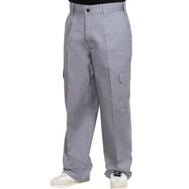 FB County Kackies Cargo Work Pants, Grey, 36 - Unisex Loose Fit Cotton-Poly Twill Cargo Pants w/Button & Zip Fly Closure
