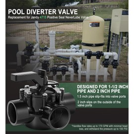 1.5 Inch 3 Way Diverter Valve for Pool or Spa System, 1-1/2 to 2-Inch, Replacement for Jandy 4715 Positive Seal NeverLube Valve