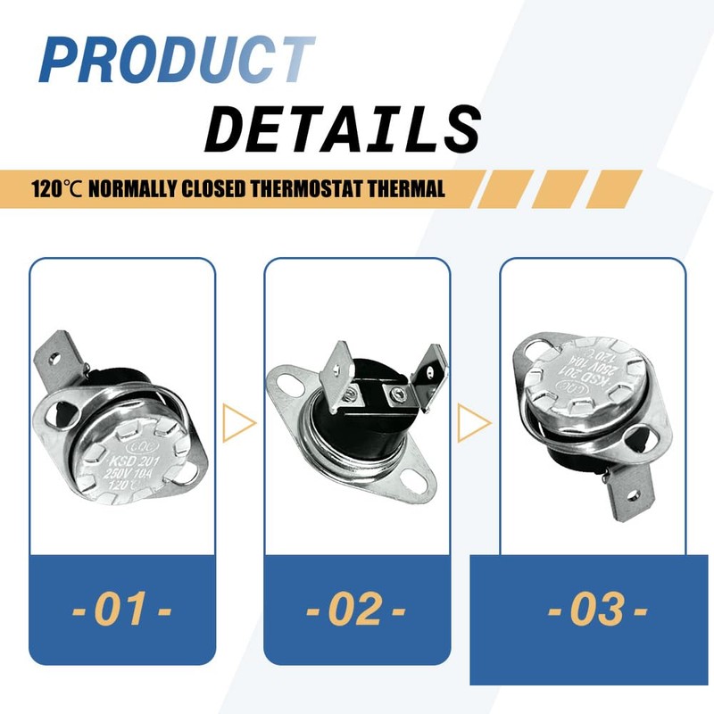 KSD201 120 Normally Closed Thermostat Thermal Fuse Temperature Control Switch