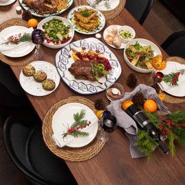 GENMOUS Woven Placemats Set of 12, 13" Round Placemats Natural Water Hyacinth Boho Placemats,Farmhouse Rattan Chargers for Dinner Plates,Rustic Braided Wicker Table Mats for Dining Table,Home,Wedding