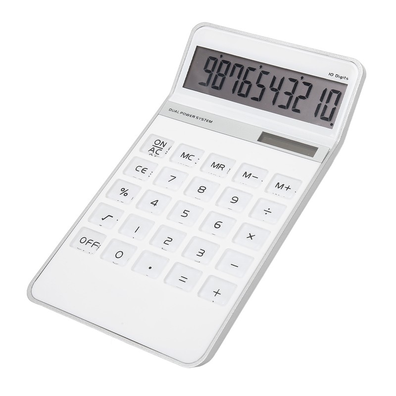 Calculator Solar Battery Powered Transparent Large Keys LCD Display Office