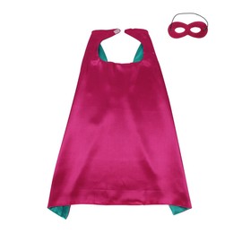 TOPWAYS® Superhero Costume Capes and Masks for Children, Masquerade Costume for Children (Rose Pink-Green)