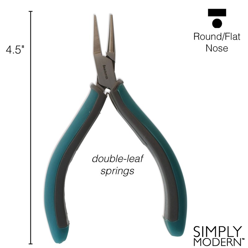 BeadSmith Simply Modern Series, Round/Flat Nose Pliers, 4.75 Inches Long