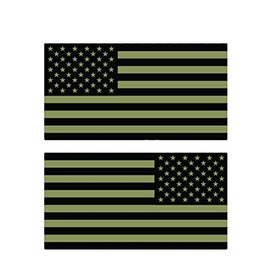 MAGNET Subdued Od Green American Flag Usa Lh Rh Mirrored Magnetic Vinyl Car Fridge Sticks to any Metal Surface 5"