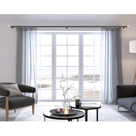 KAMANINA Black Curtain Rods for Windows 66 to 120 Inches(5.5-12ft), 1 Inch Decorative Curtain Rod 32 to 115 inch, Single Long Drapery Rods with Crackle Glass Finials