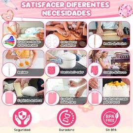 Juego de Cocina y Horneado para Niños, 38PCS Juguete de Repostería para Niñas con Delantal/Gorro Chef/Accesorios Cocina/Decoraciones para Pastel, Rega