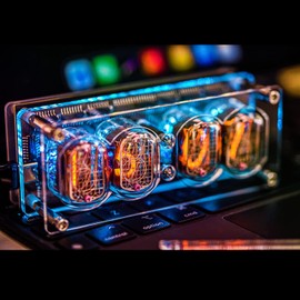 Adventurers Nixie Tube Clock with IN-12 Tubes, Luminous Clock, Retro Modern Desk Vintage Punk Digital Desktop Creative Ornaments USB Type-C Connection Type, 4.53 x 1.82 x 1.82 inches