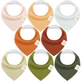 KeaBabies Bandana Bibs, 8-Pack Baby Bibs for Baby Girls, Boys - Organic Cotton Bibs for Drooling and Teething, Soft, Absorbent Neutral Drool Bib for Newborn Infant, Toddler Feeding Bib (Sahara)