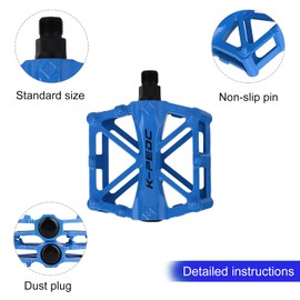 Aluminum Cycling Bike Pedals,9/16 inch Bicycle Pedals Bike for Road/Mountain/MTB/BMX Bike with Super Bearing Pedals Lightweight Stable Plat with Anti-slip Cycling Bike Pedal