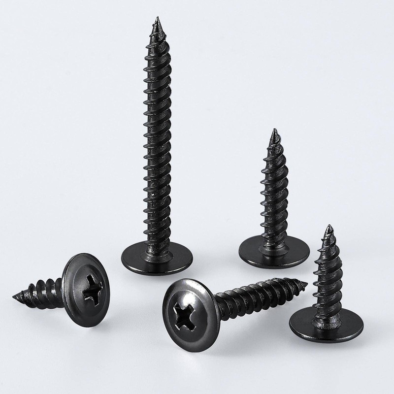 (100 pcs)#8×2" Black Truss Head Wood Screws Quick Metal Self