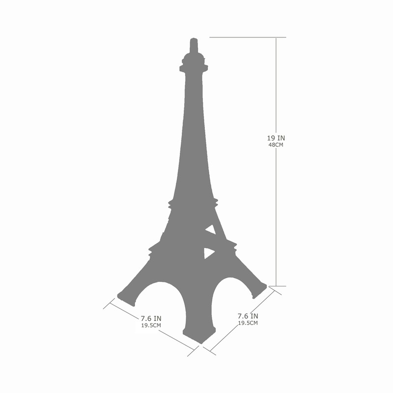 allgala 19 Inch 48CM Eiffel Tower Statue Decor Alloy Metal-White