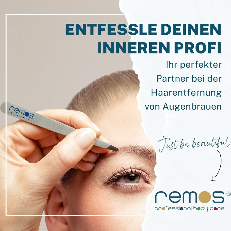Remos Professional Tweezers with Extra Fine Tips for Plucking Eyebrows