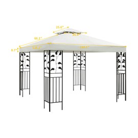 Gazebo Canopy Replacement -10x10 Canopy Replacement top-Gazebos on Clearance Outdoor Canopy Shelter Top Double Tiered Canopy Cover, 10x10 FT (Off White)