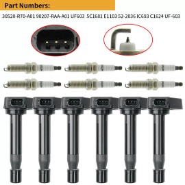 Unbranded 6 Ignition Coil & iridium Spark Plug for Honda Accord Acura TL TSX 3.5L V6 UF603