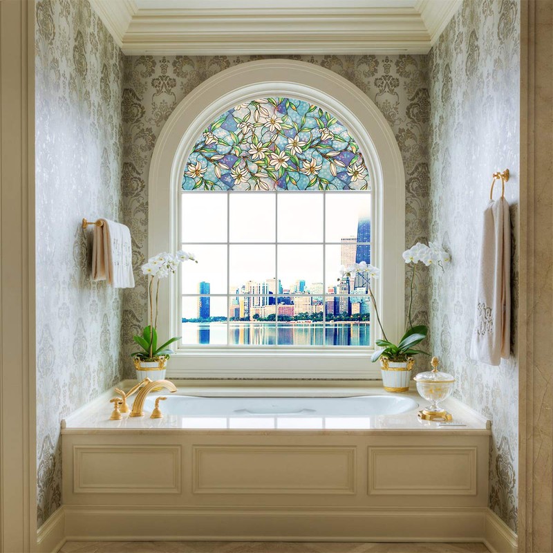 PROTINT WINDOWS Precut Orchid Decorative Arched Window Film, Self Static