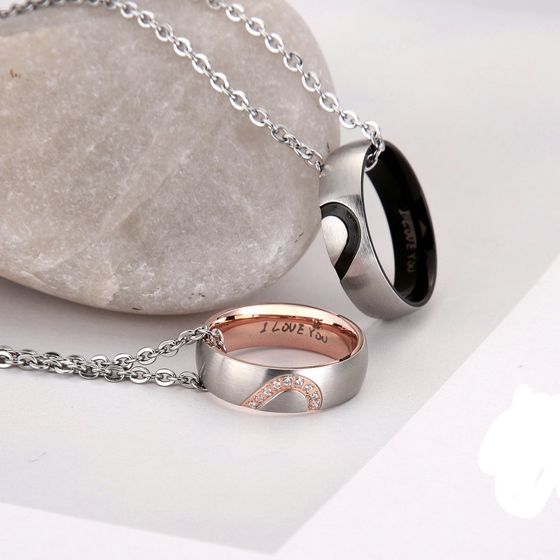 His & Her's for Real Love Heart Promise Ring Stainless