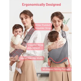 Mumgaroo Baby Sling Baby Carrier Newborn from Birth, On the Go Multifunctional, for Babies from 0 to 36 Months, Toddlers up to 15 kg (Mist Grey)