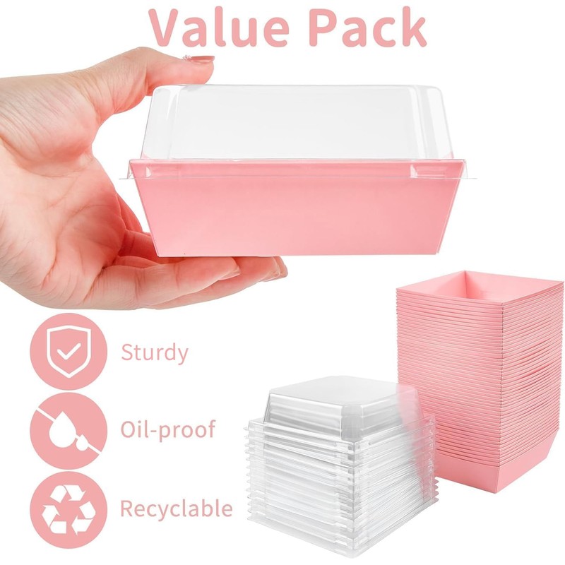 Kucoele 50 Pack Small Charcuterie Boxes with Clear Lids, 4
