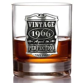 English Pewter Company Vintage Years 1966 60th Birthday or Anniversary Old Fashioned Whisky Rocks Glass Tumbler - Unique Gift Idea For Men [VIN002]