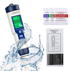 5-in-1 Digital Salt Tester for Aquarium and Pool TDS, pH, Salinity, EC, and Temperature Meter, Accurate Readings, LCD Display, Waterproof