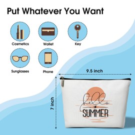 Summer Makeup Bag Gifts for Women, Hello Summer Sunset Sunshine Beach Bag, Small Cosmetic Bag for Purse Zipper Travel Toiletry Bag Birthday Gift for Friend Daughter Holiday Gift for Bestie Teen -10