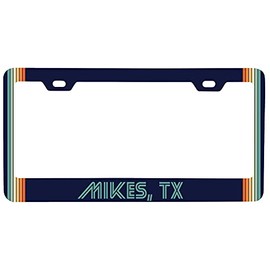 Mikes Texas Car Metal License Plate Frame Retro Design