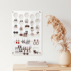 humberboat Earring Holder Organizer Wall, Hanging Jewelry Organizer, Wall Mounted Earring Holder Organizer, Acrylic Earring Storage Display for Studs, Dangling, Bracelet and Rings