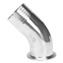 DERNORD Sanitary Hose Barb Pipe Fitting 2" Tri Clamp (64MM Ferrule) 45 Degree Elbow Tube OD 2"/51MM