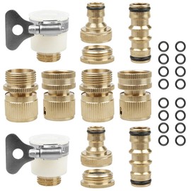 Brass Hose Connector, 12 Pack Garden Hose Quick Connector Sets, 3/4" Brass Female Threaded Tap Connector, 1/2" Hose End Quick Connect Fitting, Double Male Connector