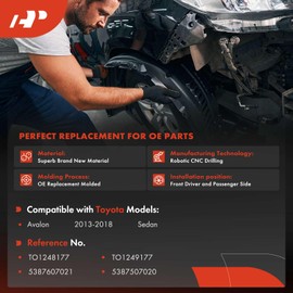 A-Premium Pair Front Inner Fenders Liner Splash Shield Set with Clips - Compatible with Toyota Avalon 2013-2018 Sedan - Factory Fresh (PE+PP), Not Refurbished or Recycled