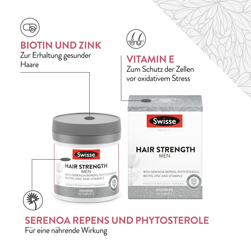 SWISSE Hair Strength Men - Dietary Supplement Men with Zinc