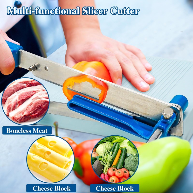Orgthin Multipurpose Cheese Slicer Cutter with Board, Adjustable Thickness Dial
