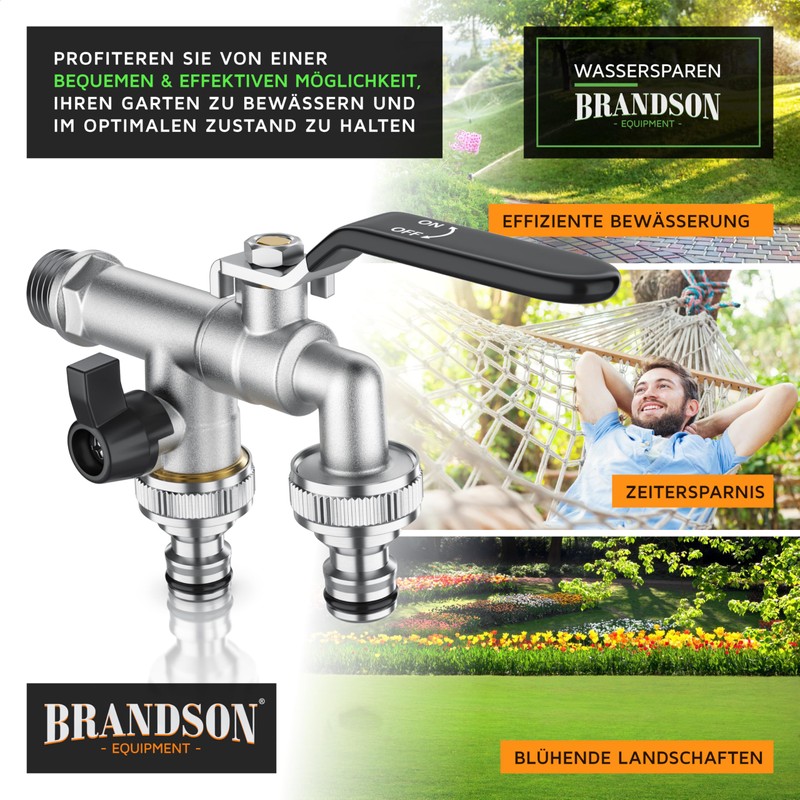 Brandson - Garden Tap - Double Outlet Tap - 1/2
