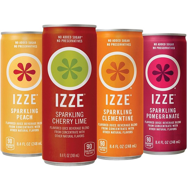 IZZE Sparkling Juice, 4 Flavor Sunset Variety Pack, 8.4 Fl Oz (24 Count)