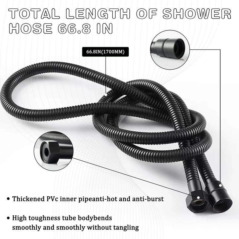 BEIYI Matte Black Handheld Shower with Slide Bar Square Handheld