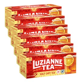 Luzianne Unsweetened Half-Caff Iced Tea Bags, Family Size, 18ct Box (Pack of 6)