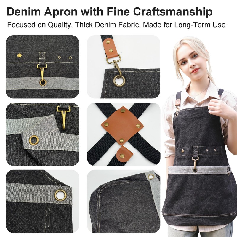 Cilkus Gardening Apron – Denim Cross Back Harvest Apron with