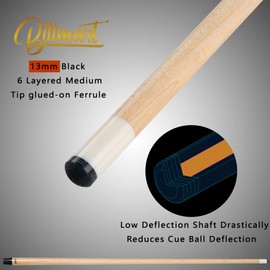 Billmart Pool Cue Stick, Low Deflection Shaft Billiard Cue Sticks with Hard Case, Pool Table Sticks Queue, 19-21 oz Pool Que(Maple 20oz)