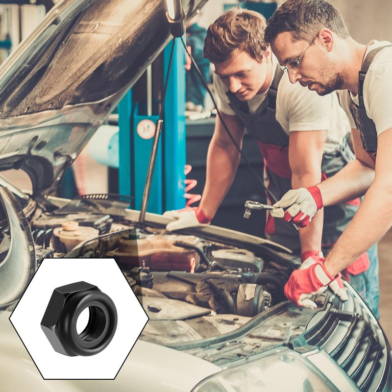 Lvefyti Pack of 50 M6 Nuts Set, Black Stainless Steel