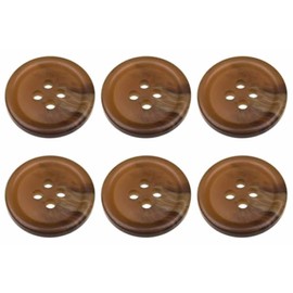 Pack of 6 Dark Brown 20mm Round Faux Horn Sew On Plastic Buttons for Coats Jackets Cardigans Flat 4 Holes 32L