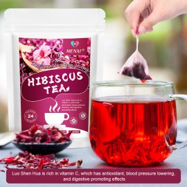 MENXI Organic Hibiscus Flower Tea (Hibiscus sabdariffa) - 24 Tea Bags - Free Shipping