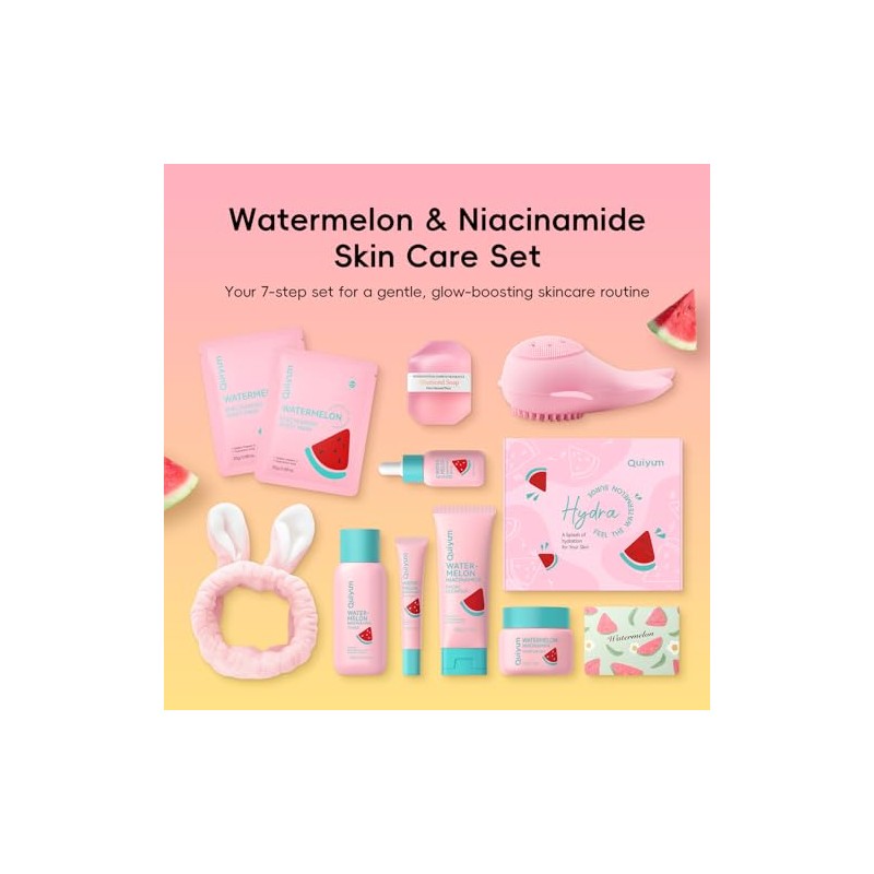 Quiyum Kit Cuidado Facial Sandía Chicas Adolescentes Sets Belleza Rutina