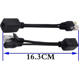 zdyCGTime Passive PoE Injector and PoE Splitter Kit with RJ45 Ethernet and Power via DC 5.5x2.1 mm F/M Adaptor Connector（Black 4 Pairs
