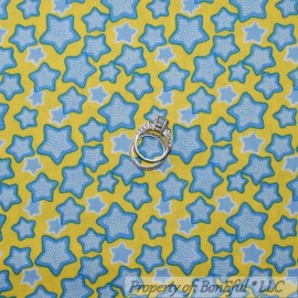 P&B Studio BonEful Fabric FQ Cotton Quilt Yellow Blue White STAR POLKA DOT Calico Baby Boy
