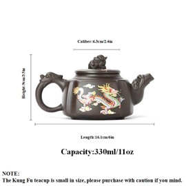 Scizorito Zisha Tea Set, Chinese Tea Set with Gift Package, Suitable for Father's Day, Mather's Day, Birthday, Christmas Gifts (Square Dragon)