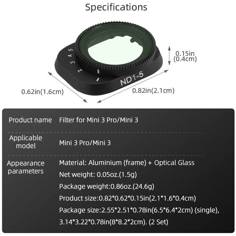 #7 Variable ND Filter Kit Compatible with DJI Mini 3