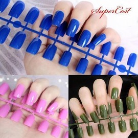 Nail Art Nail Deco Extension Color Square Tip 24-Piece Set 32 ​​Types / 네일아트 네일 데코 연장 컬러 스퀘어팁 24p세트 32종