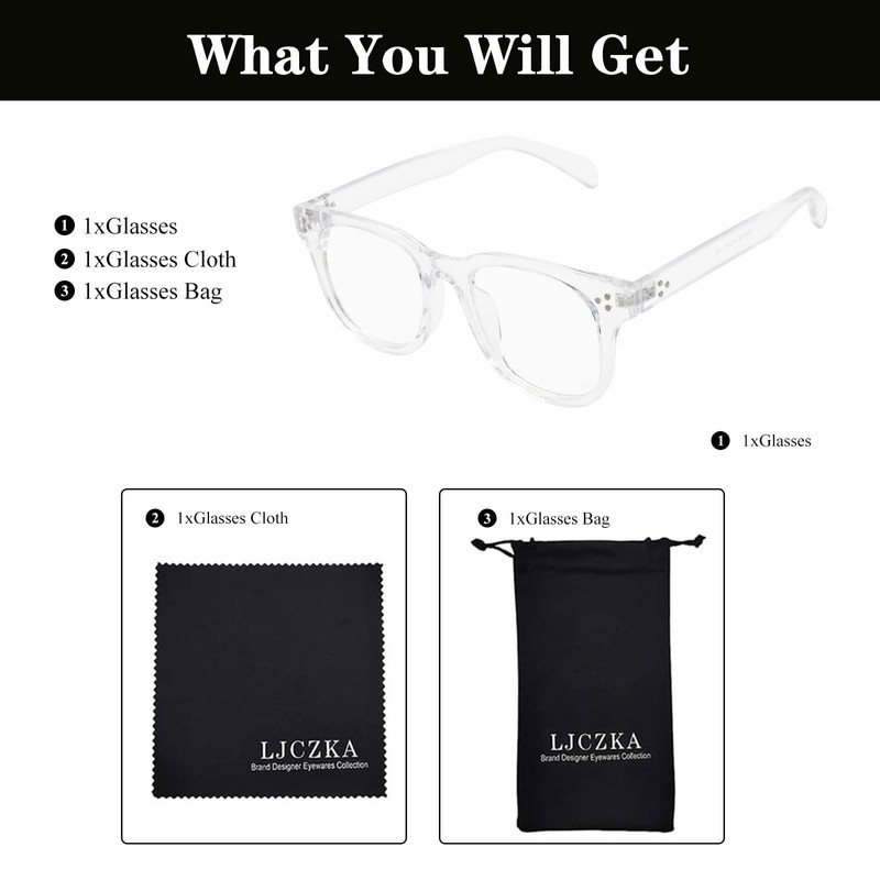 LJCZKA Blue Light Blocking Glasses for Women Men Retro Square