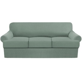 GAMUKAI Premium T-Cushion Sofa Slipcover – 4-Piece Set for T-Cushion Couches (Fits 72"-90") – Soft, Washable Furniture Protector with 3 T-Shaped Seat Covers (Pool, Sofa)
