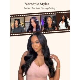 UNICE Body Wave 7x5 Lace Front Human Hair Wig Bye Bye Knots Glueless Wigs Human Hair Pre Plucked Pre Cut Natural Hairline Put on and Go Black Wig 16 inch